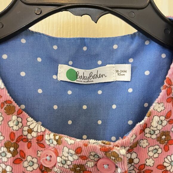 Baby Boden Pink Deer Vintage Daisy Applique Corduroy Pinnie Dress 18-24 Months - Picture 10 of 16